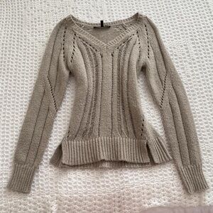 White House Black Market Beige V-Neck Sweater